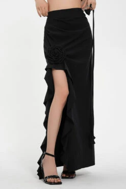 High Waist Ruffled Maxi Skirt With Floral Detail And Side Slit -Modern Wear Shop 374ed1231ca28bee5882d95159d7e76d