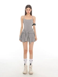 Sleeveless Crop Top And Pleated Shorts With Cardigan Tee Three-Piece Set -Modern Wear Shop 375e75205c2bc8dc32a1f00400104a46