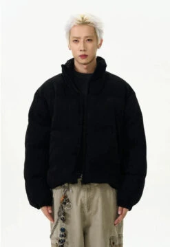 Textured Mid-Crop Puffer Jacket With Ribbed Pocket Details -Modern Wear Shop 3771f7e4721c64abe2ec3991b4af1ab8