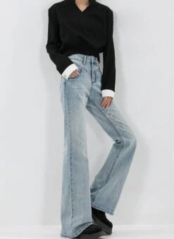 Skinny Flared Denim Jeans With Waist Stitch Detail -Modern Wear Shop 377dc7e4bf9b03d161a20a5a0dee5295