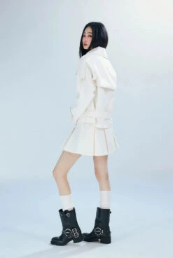 Double-Breasted Cropped Trench Coat With Belt Detail -Modern Wear Shop 37c575d5f283e2b12c1a6fd74cc62d27