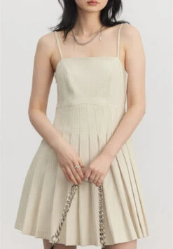 Pinstripe Texture Oversized Blazer And Pleated Dress Set -Modern Wear Shop 37c7595035524b1f31e7547f82977771