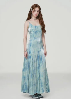 Iridescent Tie-Dye Spaghetti Strap Flared Maxi Dress 9 Iridescent Tie-Dye Spaghetti Strap Flared Maxi Dress -Modern Wear Shop 37ca055065b2582df126dcea4ca9b9d7