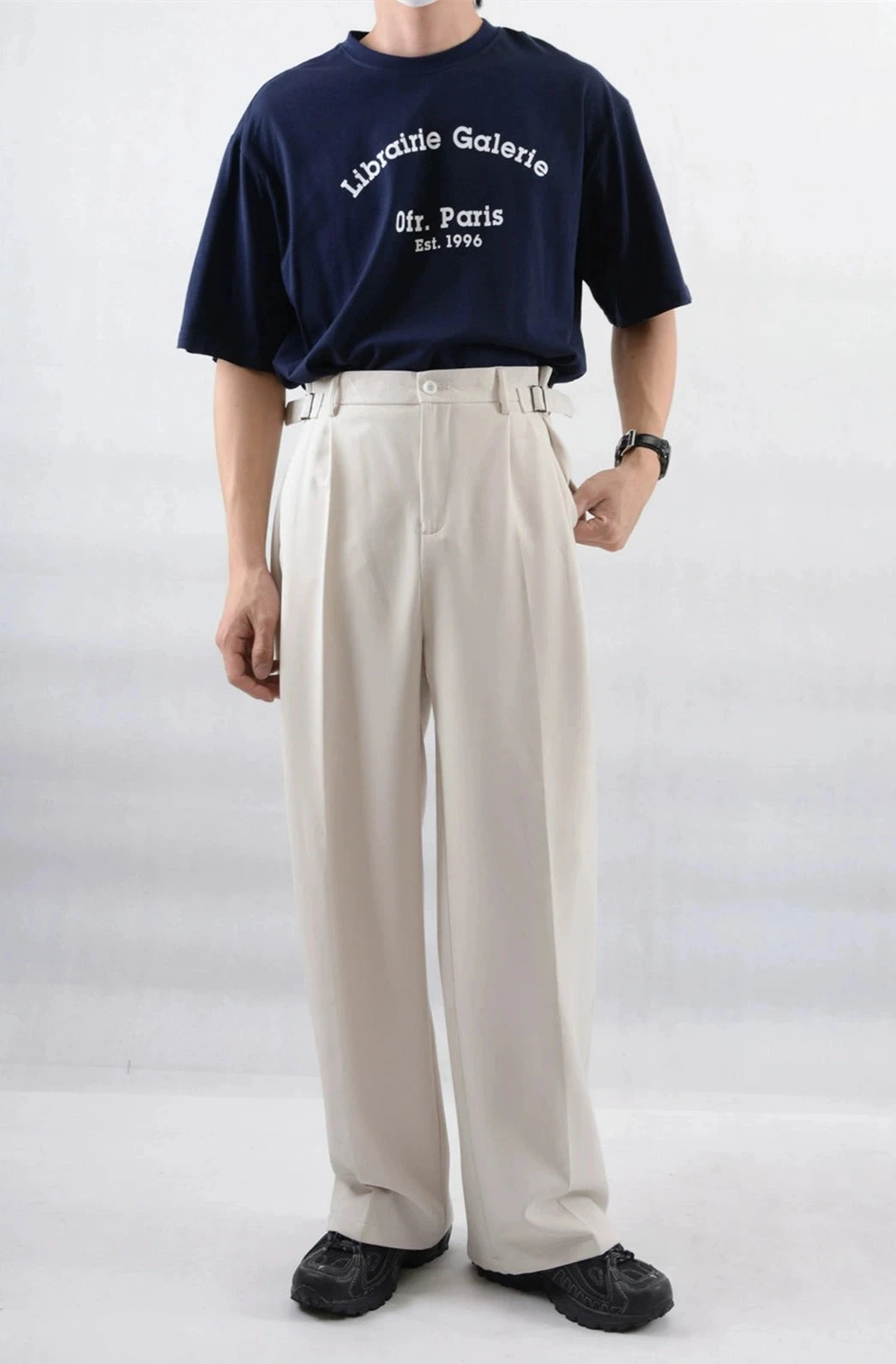 Wide Leg Pleated Trousers With Buckle Detail 3 Wide Leg Pleated Trousers With Buckle Detail - Image 3