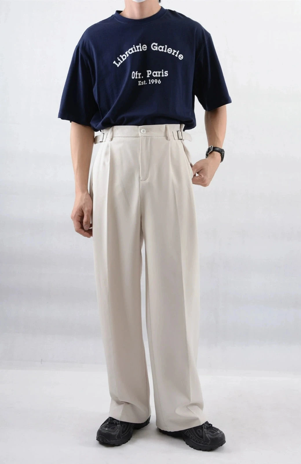 Wide Leg Pleated Trousers With Buckle Detail 4 Wide Leg Pleated Trousers With Buckle Detail - Image 4