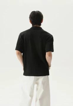 Textured Cable Knit Short Sleeve Polo Shirt -Modern Wear Shop 385b079eb61bde6f741449e42ac82982