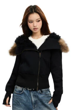 Fleece-Lined Hooded Jacket With Faux Fur Trim 22 Fleece-Lined Hooded Jacket With Faux Fur Trim -Modern Wear Shop 385ffbc4185d1af6719d714f99ecdf45