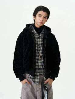 Mid-Crop Sherpa Hooded Zip Jacket -Modern Wear Shop 3884232eac074c80ff15b162d7ffc5f5