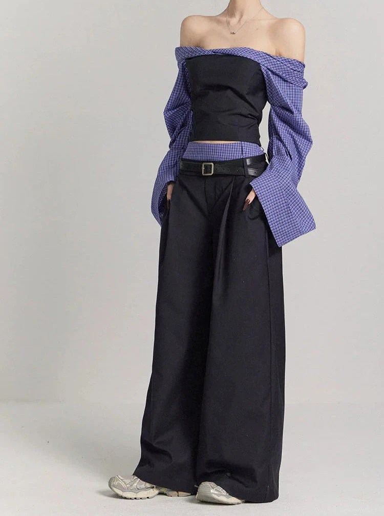 Low Waist Wide Leg Tailored Trousers 2 Low Waist Wide Leg Tailored Trousers - Image 2