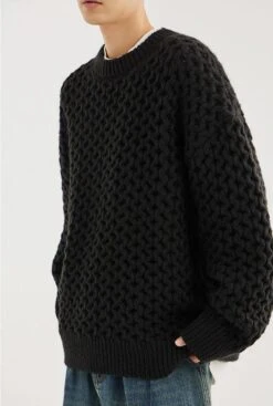 Cable Knit Ribbed Trim Sweatshirt -Modern Wear Shop 38f1d468aed227cf669207419cd5e19b