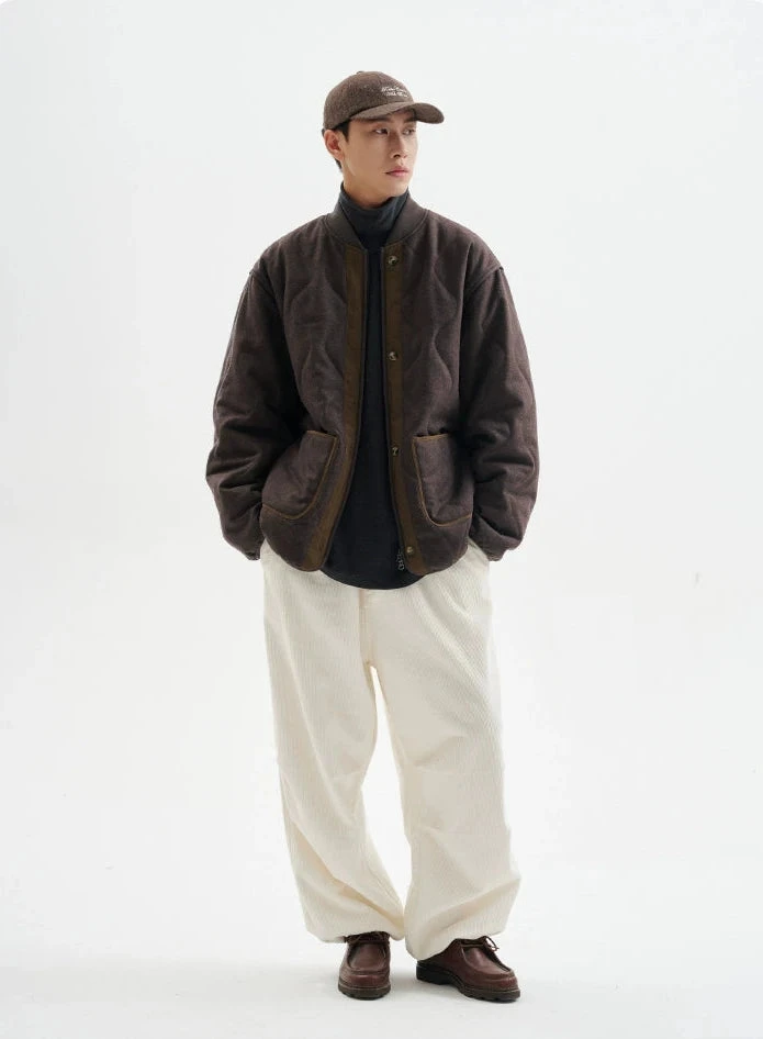 Quilted Drop Shoulder Button Jacket With Front Pockets 12 Quilted Drop Shoulder Button Jacket With Front Pockets - Image 12