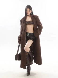 Double-Breasted Longline Bouclé Coat -Modern Wear Shop 3972db7bb3f219cde55d0a04cf0556c9