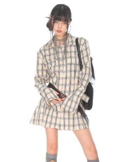 Flare Long Sleeve Pleated Mini Shirt-Dress -Modern Wear Shop 39bc18050ac0875e7a75341230469253