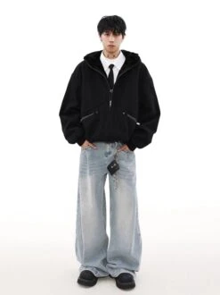 Sherpa-lined Hooded Suede Bomber Jacket -Modern Wear Shop 3a00c7350d76e1909b9a287e7cdf8b77