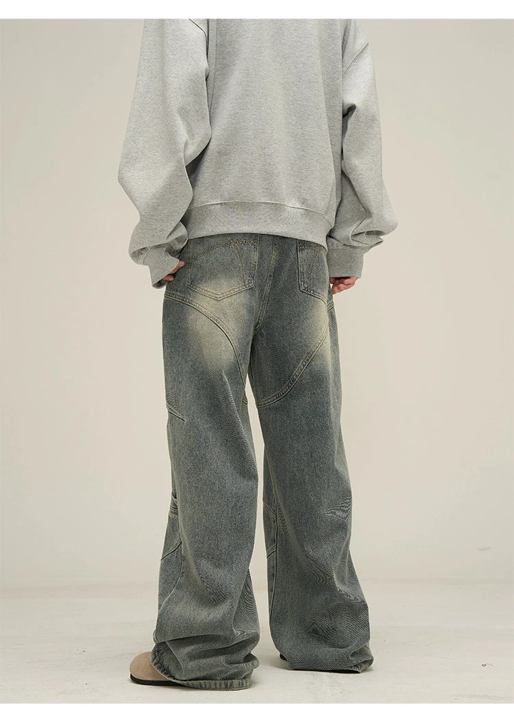 Vintage Sand Wash Wide-Leg Jeans With Stitch Detail 9 Vintage Sand Wash Wide-Leg Jeans With Stitch Detail - Image 9