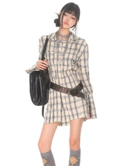 Flare Long Sleeve Pleated Mini Shirt-Dress -Modern Wear Shop 3ac6b8a61802bb605f87ed3562e35583