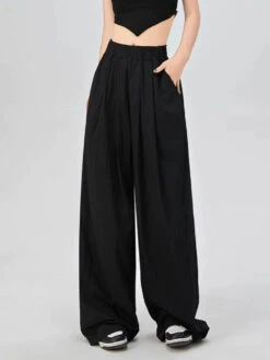 Elastic Waist Pleated Trousers With Pockets -Modern Wear Shop 3acc92d67b85645a59078dc5648e6ac7