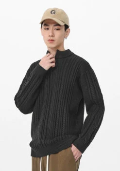 Cable Knit Zip-Up Mock Neck Sweater -Modern Wear Shop 3af33a5a531a6a3a8021a42e450b8334