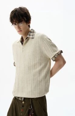 Ribbed Knit Short Sleeve Polo Shirt 16 Ribbed Knit Short Sleeve Polo Shirt -Modern Wear Shop 3b069ed6162672027f725c21982d727e