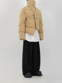 Asymmetric Puffer Jacket With Fireman Clasp Buckle -Modern Wear Shop 3b2113b624fa99f8492eef2dac224b8b