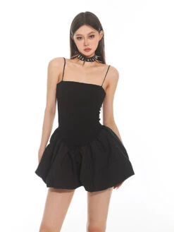 Sleeveless Spaghetti Strap Bubble-Skirt Skater Dress -Modern Wear Shop 3b4d39ab54b5d228a2e8339f5ae2aa74