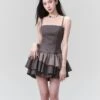 Adjustable Spaghetti Straps Tiered Ruffle Mini Dress