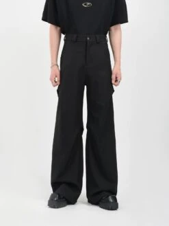 Wide Leg Belted Trousers With Pleated Detail