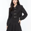 Boxy Collared Crop Jacket With Fireman Buckles And Mini Skirt Two-Piece Set