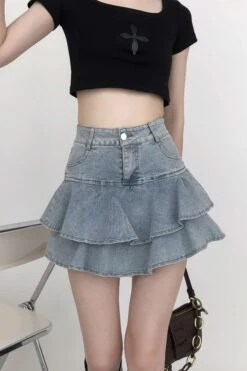 Tiered Pleated Denim Mini Skirt 11 Tiered Pleated Denim Mini Skirt -Modern Wear Shop 3bc2debe57253bd0011c795178aee58a