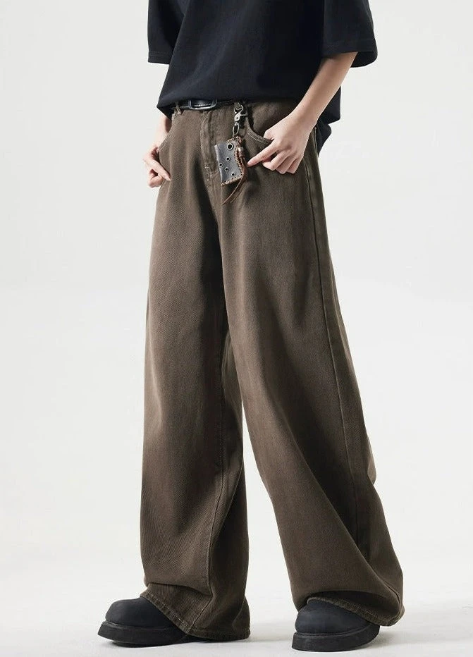 Wide-Leg Burnt Sand-Faded Denim Jeans 4 Wide-Leg Burnt Sand-Faded Denim Jeans - Image 4