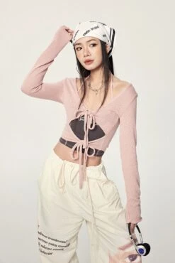 Long Sleeve Crop Top With Lace-Up Detail 23 Long Sleeve Crop Top With Lace-Up Detail -Modern Wear Shop 3c128be2cb69782f8cafe0e3e93ea372