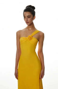 One-Shoulder Maxi Dress With Floral Strap Detail -Modern Wear Shop 3c194dee8a6d939c2b77abb0e7311190