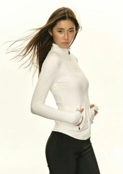 Skinny Mock Neck Zip-Up Running Jacket 23 Skinny Mock Neck Zip-Up Running Jacket -Modern Wear Shop 3c1ea8597ba6418142419720e2450176