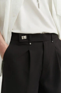 Pleated Tailored Bermuda Shorts With Belt Detail -Modern Wear Shop 3c26de220aae49390919b8b82a9ea5ac