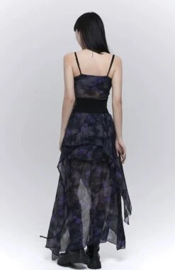 Asymmetric Hem Floral Sheer Overlay Dress -Modern Wear Shop 3c2e248eb39285da3e30d5c23028759a