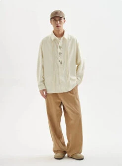 Pleated Button Down Long Sleeve Shirt With Embroidery Detail 24 Pleated Button Down Long Sleeve Shirt With Embroidery Detail -Modern Wear Shop 3c364395378b8becf84607fccd6ac76d