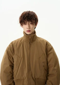 Ribbed Collar Cropped Bomber Flight Jacket -Modern Wear Shop 3c4d65abe823f811a6adf8cf4d4524b3