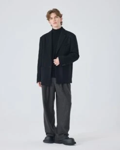 Oversized Single-Breasted Blazer Jacket With Structured Notched Lapel -Modern Wear Shop 3c77cdadd208d8b75abd8d94f2d04086