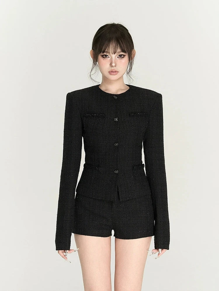 Tweed Boxy Blazer And Shorts Two-Piece Set 1 Tweed Boxy Blazer And Shorts Two-Piece Set