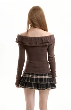 Ruffle Off Shoulder Long Sleeve Top With Ruched Side Details -Modern Wear Shop 3c9b7c4ddb6334c6565b134cc0bef911