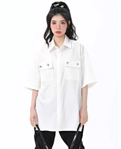 Oversized Button Shirt With Chest Pockets