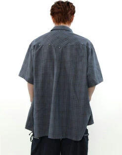 Oversized Plaid Button-Up Short Sleeve Shirt -Modern Wear Shop 3d0851b1ce2b08dd885dce15be2aa9d6