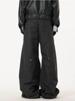 Wide Leg Paneled Pants With Button Detail -Modern Wear Shop 3d175c2b045bd359114e4f3d236112f9