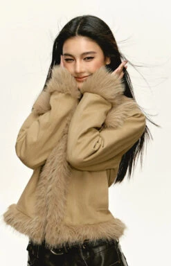 Skinny Faux Fur Trim Zip Jacket -Modern Wear Shop 3d2194a58049d86a6bb2dcad6a6edf51