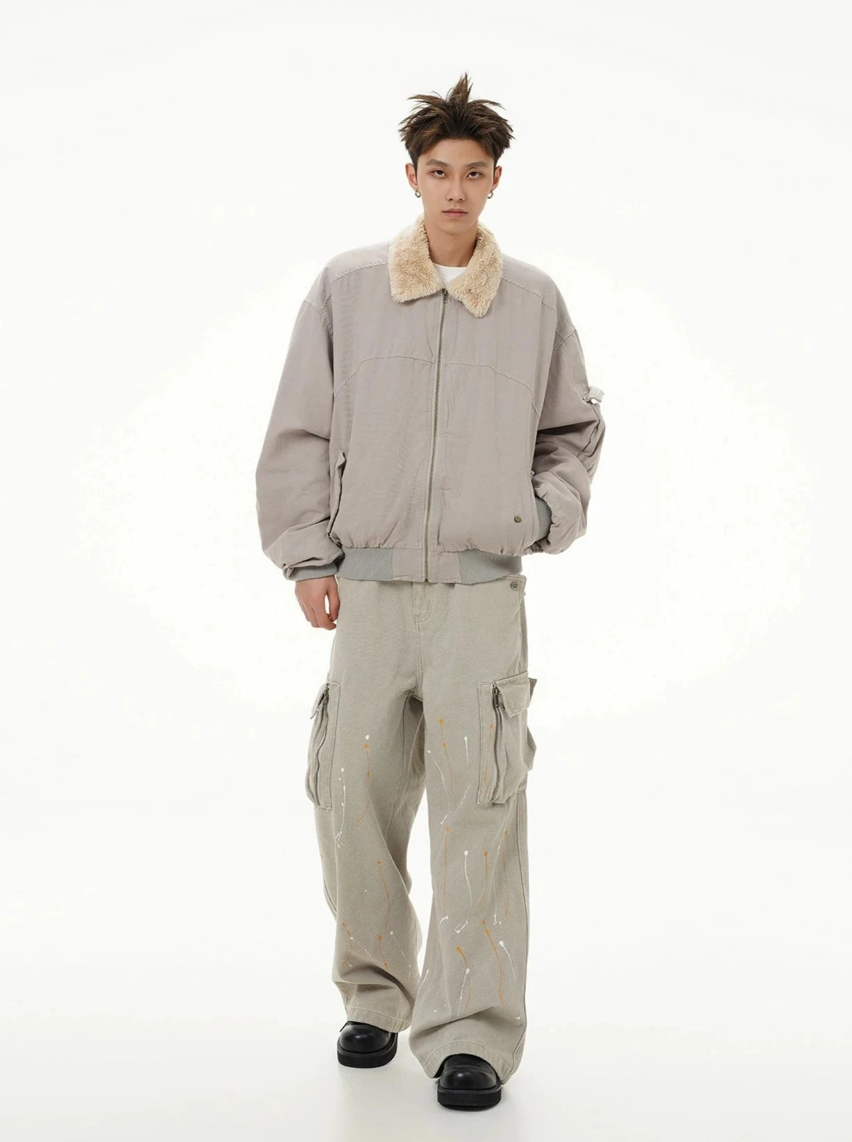 Fleece Lined Collar Zip-Up Bomber Jacket 15 Fleece Lined Collar Zip-Up Bomber Jacket - Image 15