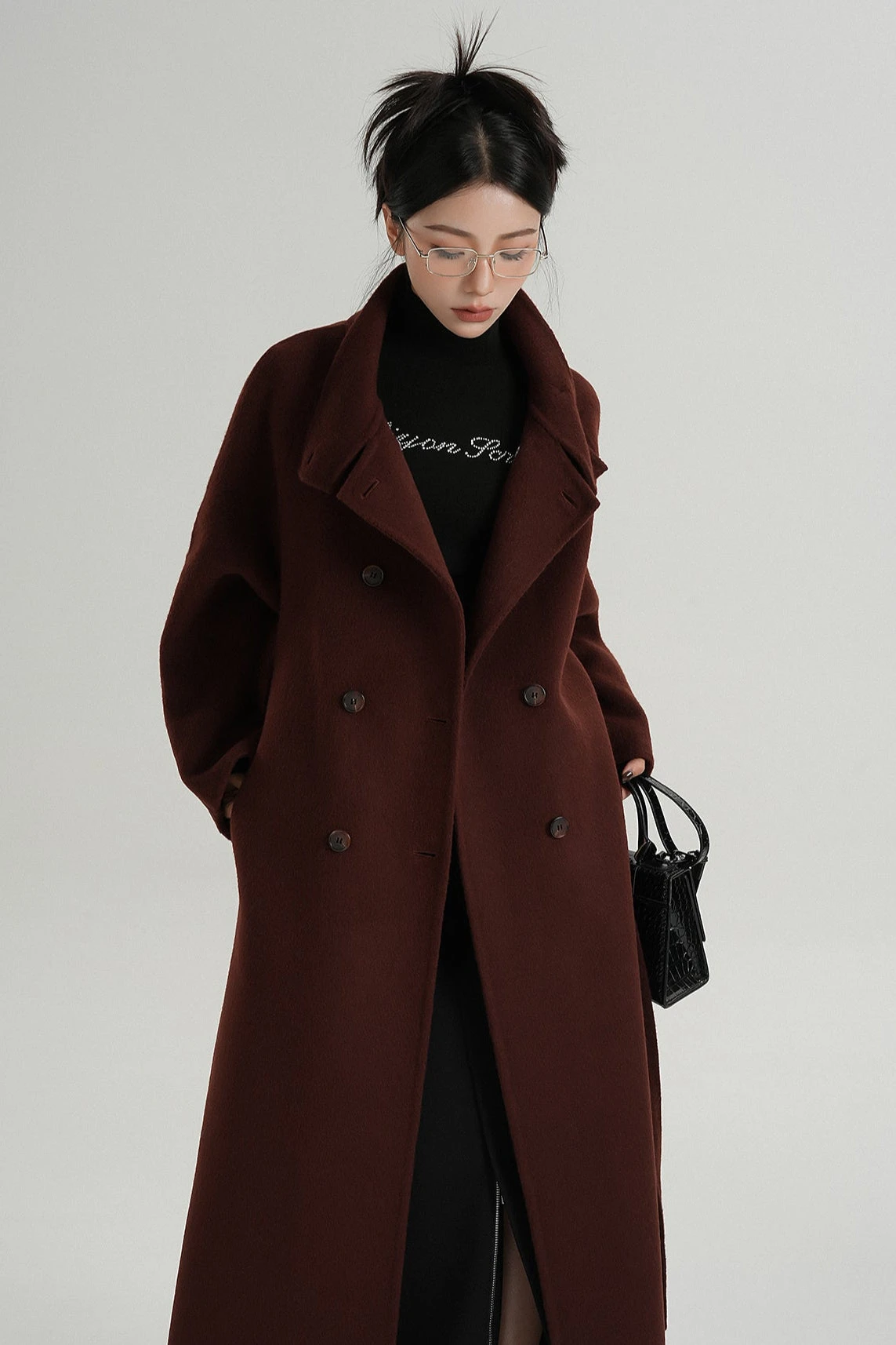 Oversized Double-Breasted Panelled Long Coat 6 Oversized Double-Breasted Panelled Long Coat - Image 6