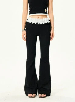 Ruffle Trim Flared Elastic Waist Pants 14 Ruffle Trim Flared Elastic Waist Pants -Modern Wear Shop 3d4e42e6246322f9f84f7cb692e5a327