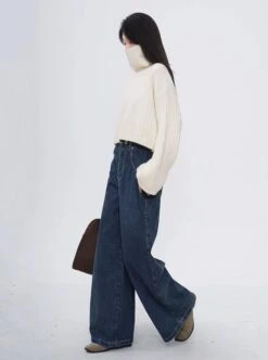 Drop Shoulder Turtleneck Ribbed Knit Top -Modern Wear Shop 3d7c41cc1e924870aa736d697b605c62