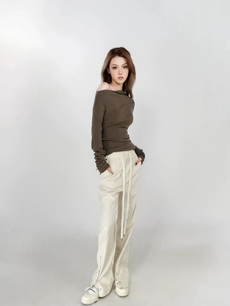 Asymmetrical Neckline Long Sleeve Top 15 Asymmetrical Neckline Long Sleeve Top - Image 15