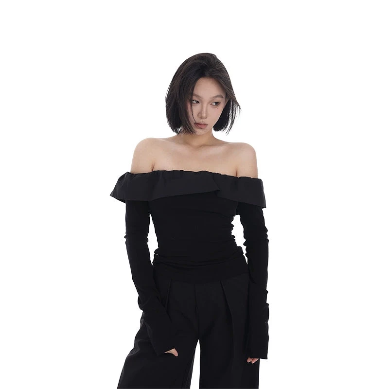 Ruffle Off-Shoulder Flare-Layer Long Sleeve Top 3 Ruffle Off-Shoulder Flare-Layer Long Sleeve Top - Image 3